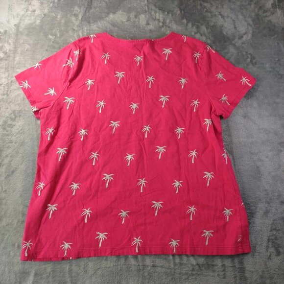 Chicos‎ Women's 3 Vibrant Pink Palm Tree Short Sleeve T-Shirt Beachy Resortwear - Picture 5 of 9